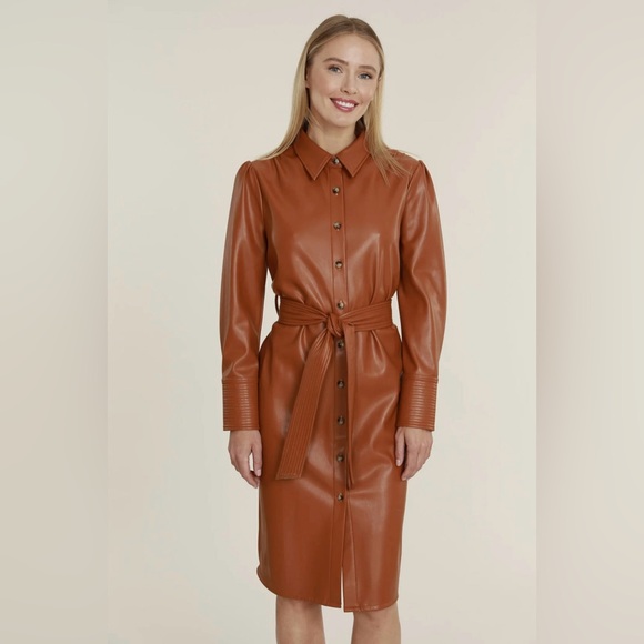 Calvin Klein Women's Brown Leather Jacket - Picture 1 of 4